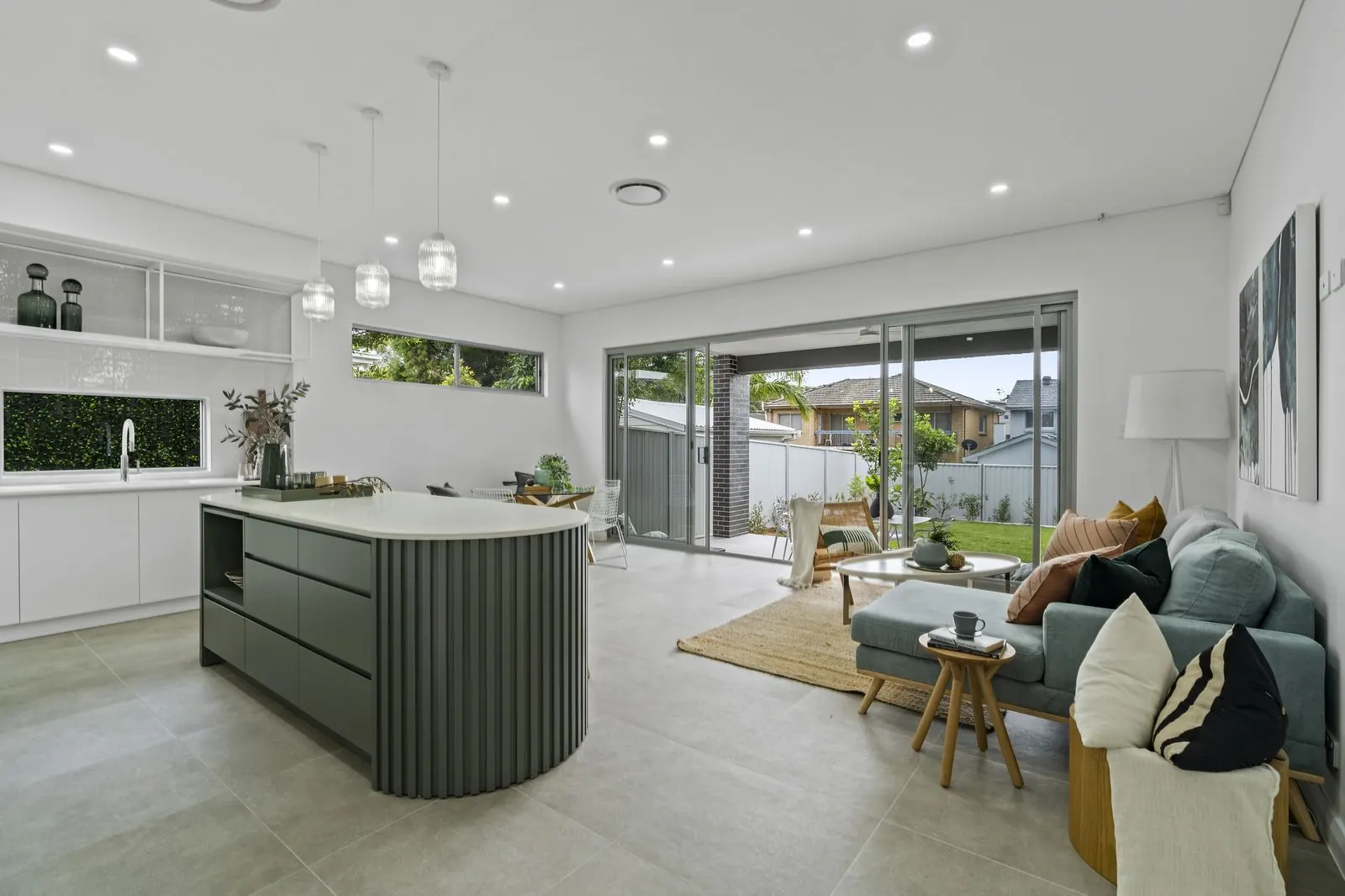 Luxury open-plan living and kitchen interior by B Modern Homes